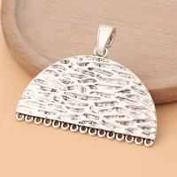 5pcslot tibetan silver large hammered semicircle porous connectors charms pendants for necklace jewelry making accessories