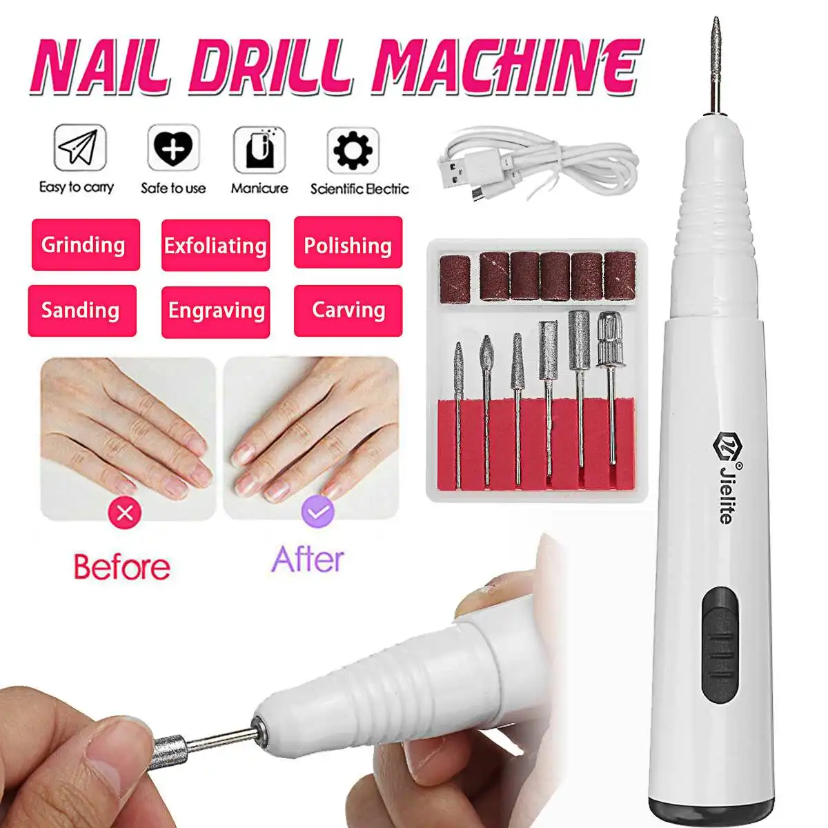 

Professional Nail Drill Machine 20000RPM Electric Manicure Milling Cutter Set Nail Files Drill Bits Gel Polish Remover Tools