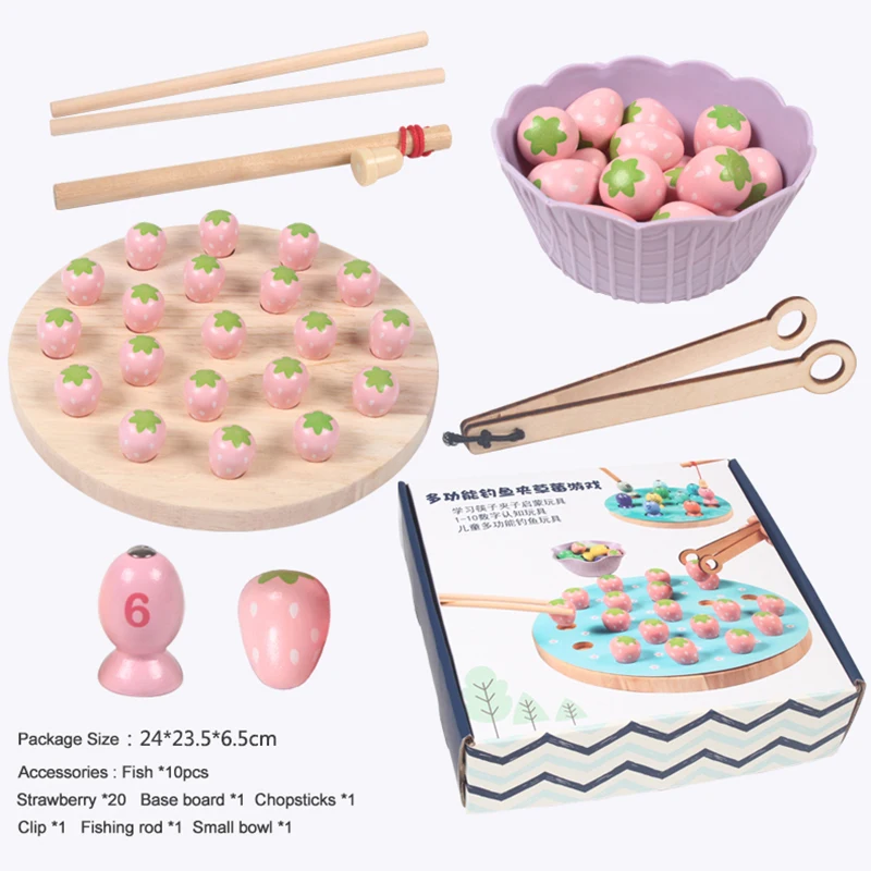 

Early Educational Montessori Toys Clip Beads Fishing Multi-functional learning Educational Wooden Toys For Children Kids Gifts
