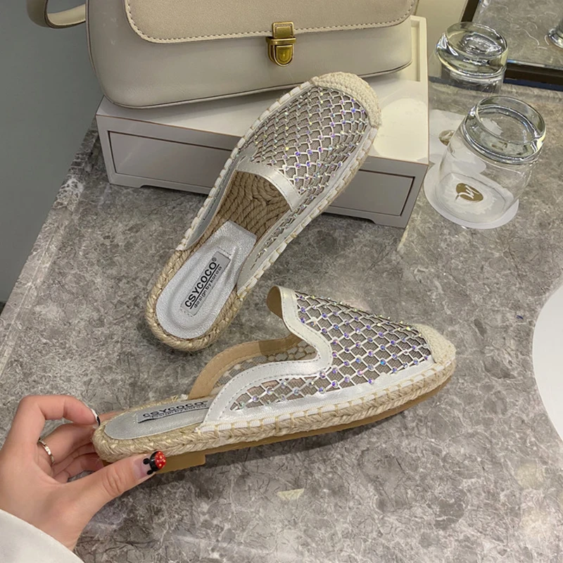 Сетчатые эспадрильи Женская обувь на плоской подошве из пеньки Женские весенние