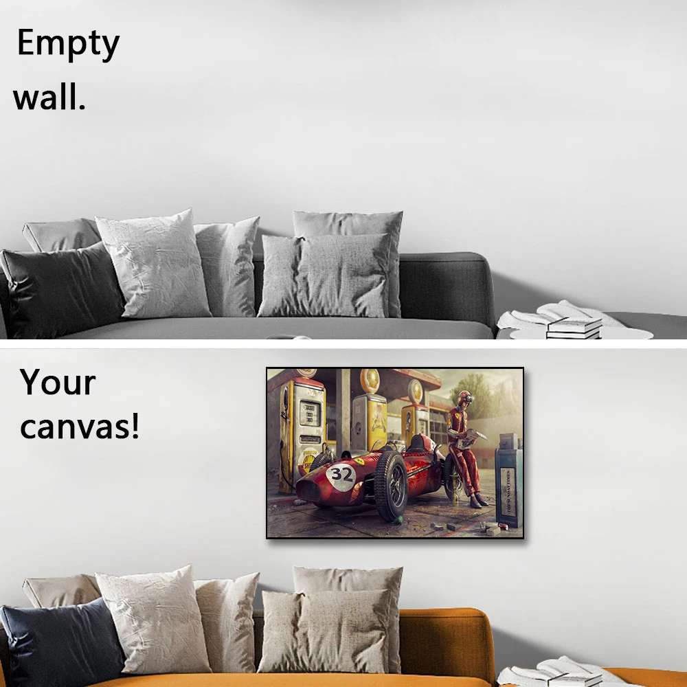 

Vintage Car Poster Ferraris Classic Racing F1 Race Car Artwork Wall Art Picture Print Canvas Painting For Home Living Room Decor