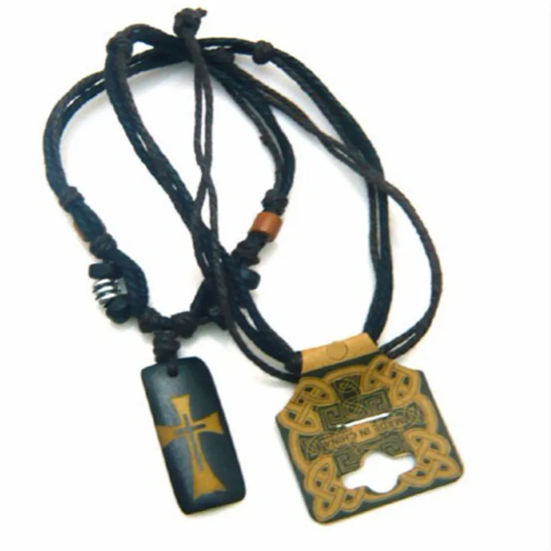 Chinaese в ассортименте черный круглый ox кости дракона крест кулон колье длинное