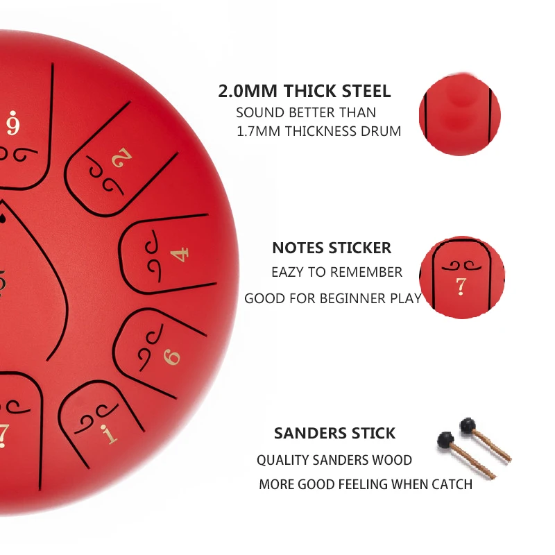Барабанный барабан из стали 12 дюймов 13 нот Ударные музыкальные инструменты