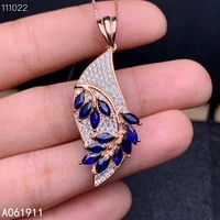 kjjeaxcmy fine jewelry natural sapphire 925 sterling silver women pendant necklace chain support test luxury