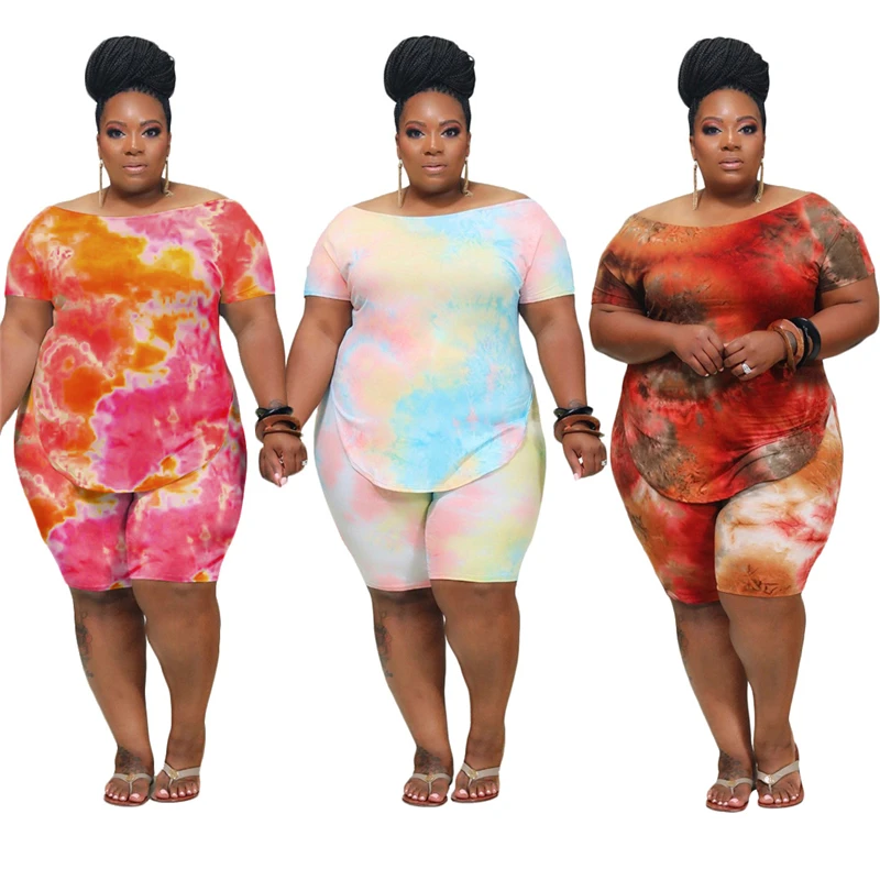 

Summer Tracksuits Wholesale Clothing Women Sets Outfits Top and Pants Tie Dye Set Women Plus Size Biker Shorts Set Dropshipping