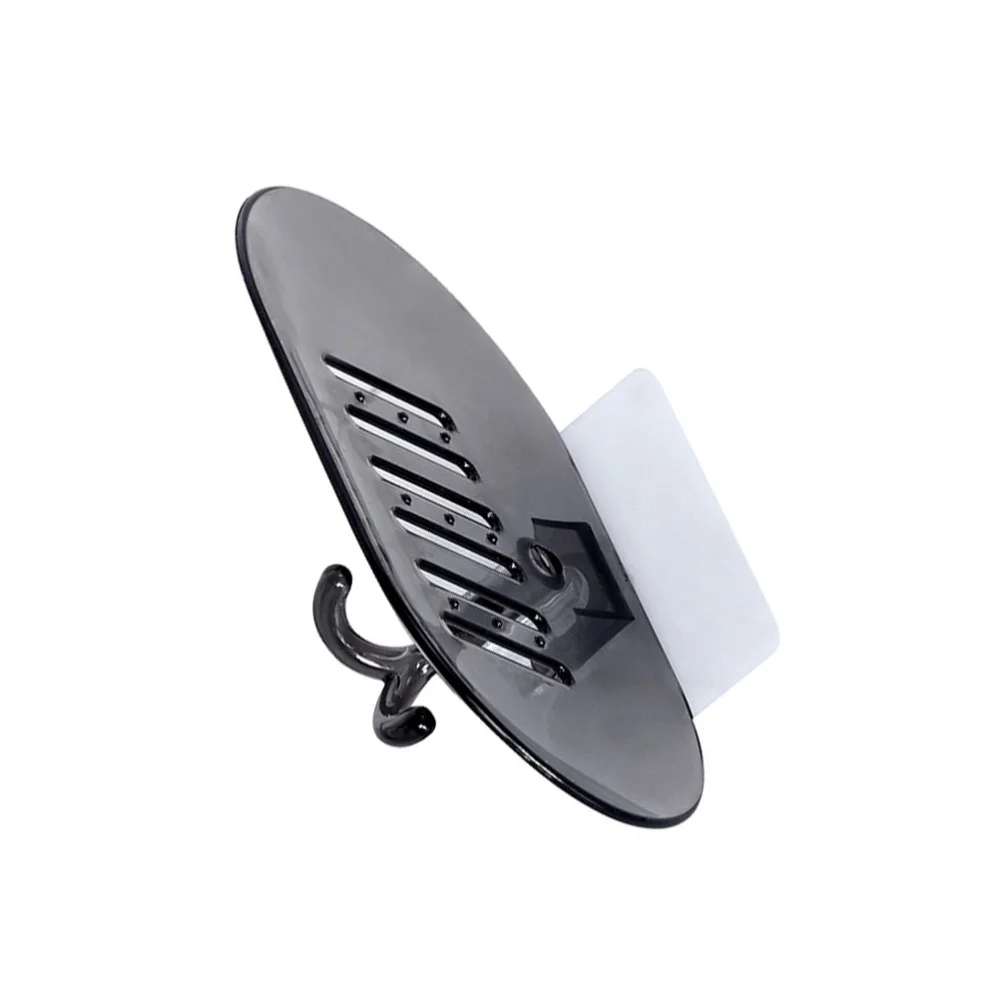 

Wall Mounted Soap Box Punch Free Drain Soap Rack Soap Holder with Hook for Home Bathroom Grey