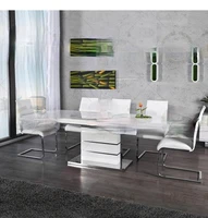 modern minimalist function telescopic folding white painted rectangular dining table