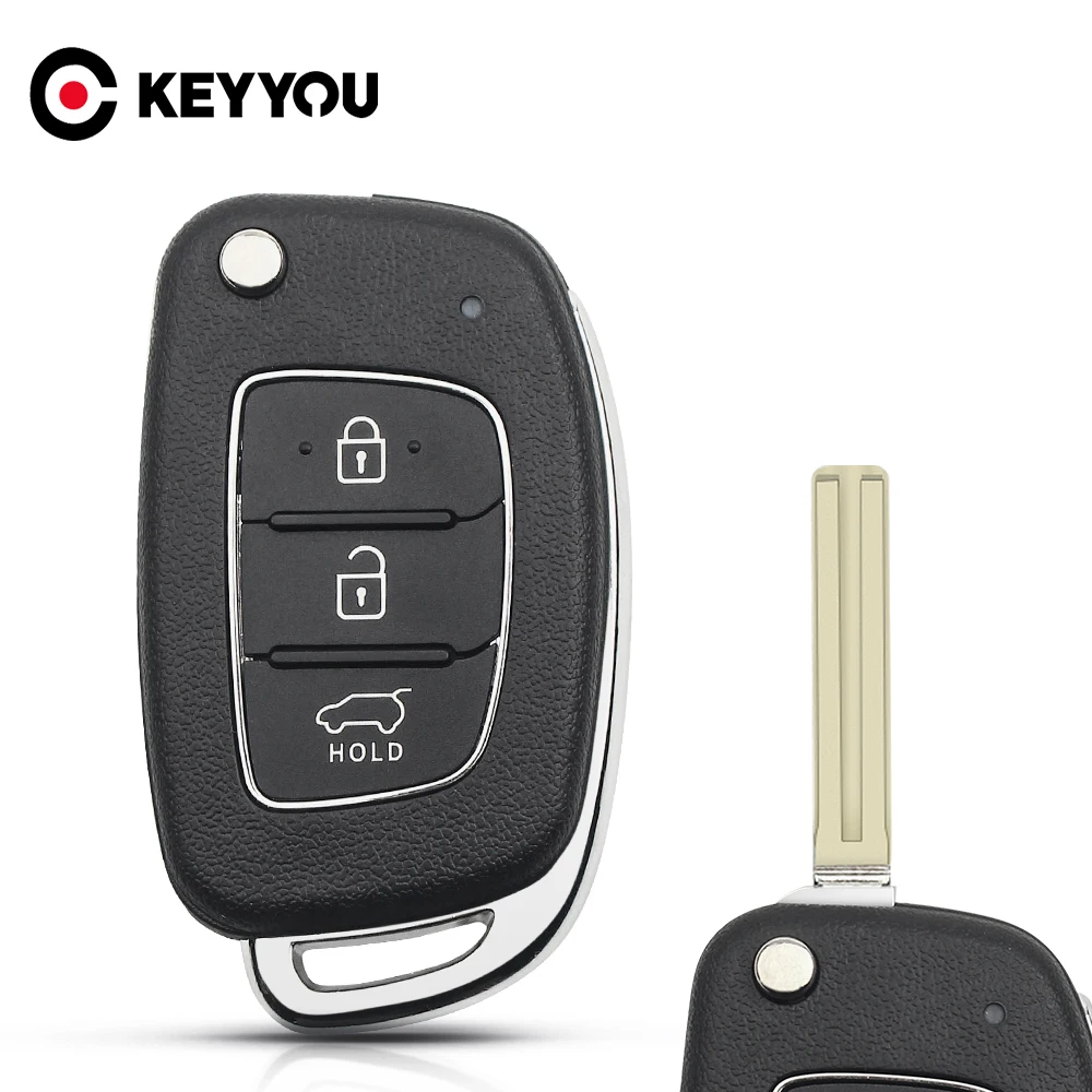 

KEYYOU For Hyundai Solaris IX35 IX45 ELANTRA Santa Fe HB20 Verna Flip Folding Remote 3 Buttons Auto Car Key Case Shell
