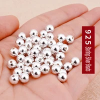 new arrival100 925 sterling silver smooth smooth round charm beads bracelet necklace jewelry making diy accessories gift design