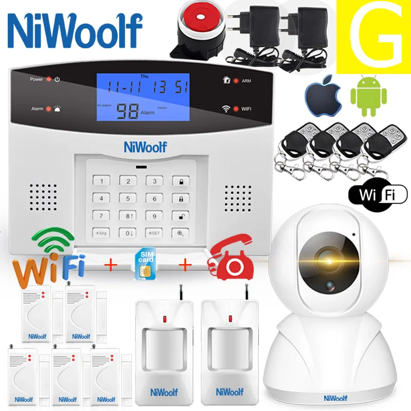 Wifi PSTN GSM сигнализация 433 беспроводной проводной детектор сигнализации умный дом релейный выход приложение английский/русский/испанский/Франция/Итальянский - Цвет: G