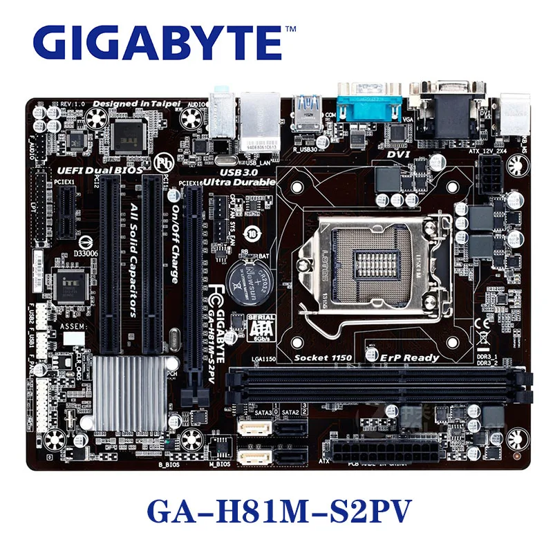 H81 DDR3 Gigabyte GA-H81M-S2PV Спецификация LGA 1150 материнская плата H81M-S2PV USB3 16G настольная SATA III