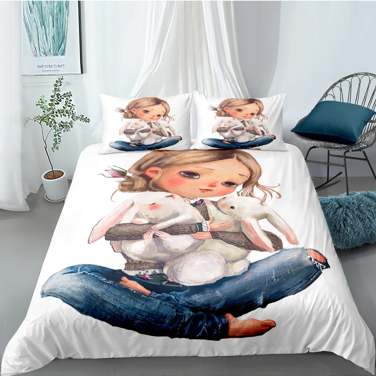 

Cartoon Girl Bed Cover Set Duvet Cover Adult Child Bed Set And Pillowcases Comforter Bedding Set EU/US/AU Size