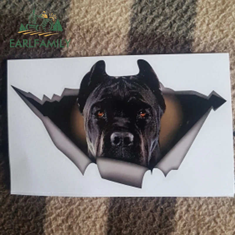 EARLFAMILY, 13 см x 7,6 см, черная трость, Корсо, автомобильная наклейка, рваная металлическая наклейка, Светоотражающая наклейка, s, водонепроницаемая, для автомобиля, Стайлинг, для домашних животных, собак