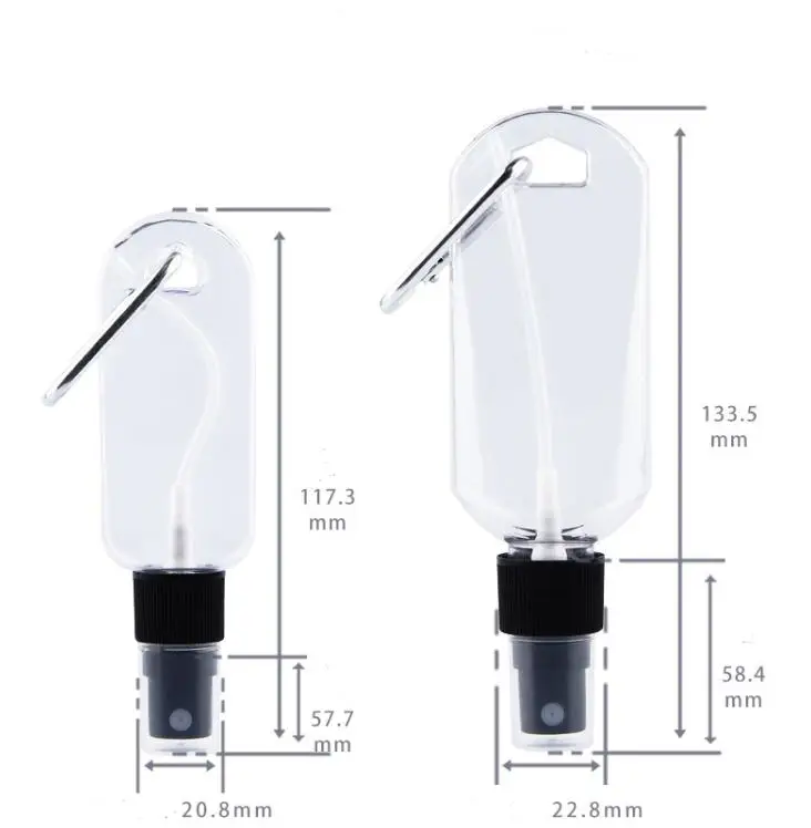 

30ml 50ml Empty Spray Bottle Portable Plastic Bottles Reusable Soap Container with Keychain Hook Spray Bottle SN799