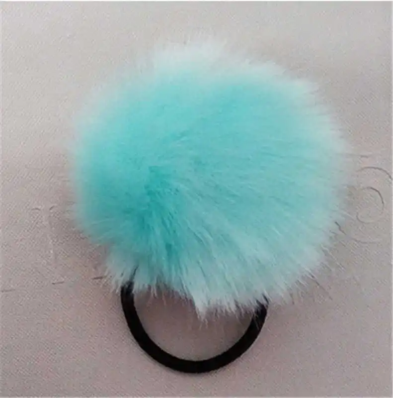 

Ball Ponytail Fur 2 Band Fluffy Pompom 6CM Elastic Ties x Hair Bobbles