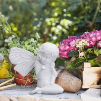 blessing prayer angel statue rainproof sun proof resin elf ornament with wings for home office balcony outdoor garden decor