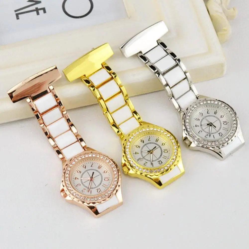 

Fashion Unisex Rhinestone Waterproof Pocket-watch Round Dial Number Analog Quartz Nurse Doctor Medical Reloj Mujer Wristwatch