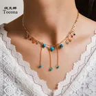 Очаровательная цветная искусственная женская цепь Tocona ручной работы золотого цвета регулируемый богемный ювелирный воротник 14297