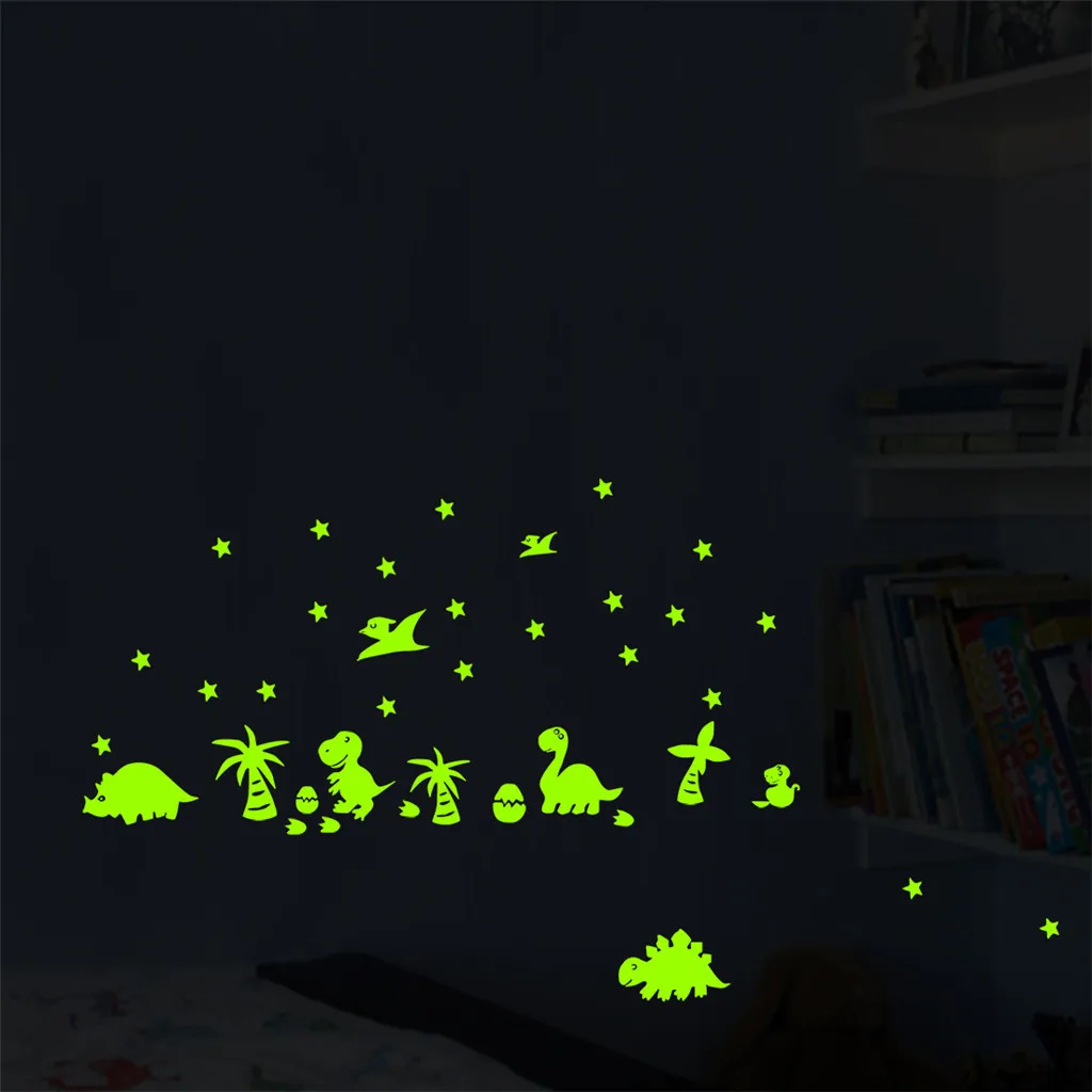 3D наклейки на стену в виде динозавра светящиеся флуоресцентные из ПВХ для
