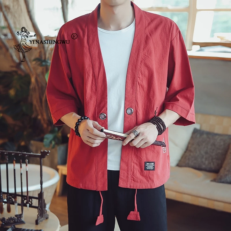 

Kimono Cosplay Costume Yukata Men Kimono Cardigan Men Japanese Kimonos Top Coats Print Asian Clothes Summer Beach Casual Shirts