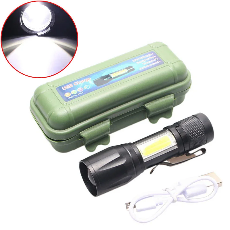 

Lithium Battery USB Charging LED Flashlight XML-T6+COB LED Zoomable Waterproof Tactical Torch Lamp Bulbs Lantern for Camping