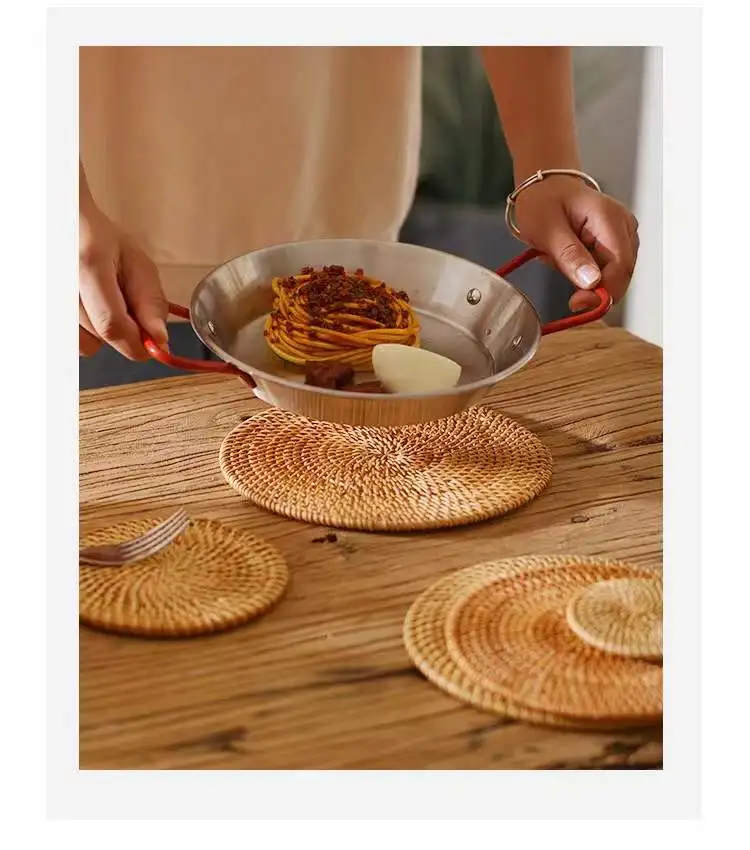 Круглый коврик ручной работы из ротанга с теплоизоляцией 5 шт. |