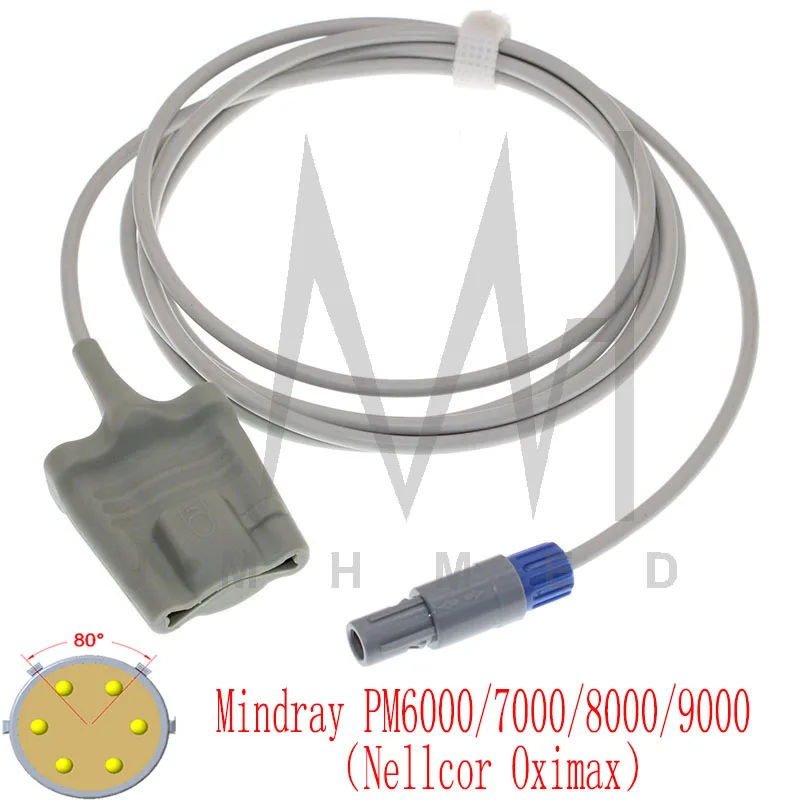 

Nellcor Oximax for Blood Oxygen Saturation Probe of Mindray PM6000/7000/8000/9000 Monitor,Finger/Ear 6pin 3m Oximetry Cable
