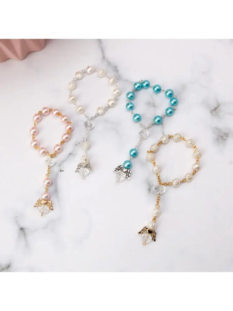 Четки для крещения Акриловые миниатюрные четки с ангелом первого причастия