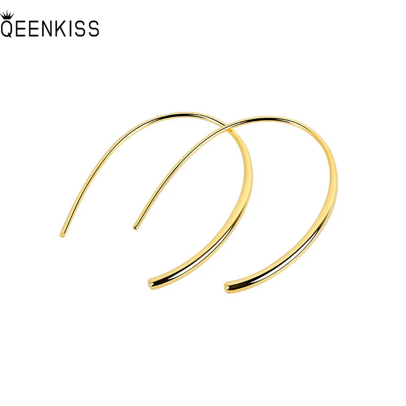 

QEENKISS EG6107Jewelry Wholesale Fashion Woman Girl Birthday Wedding Gift Simplicity Round18KT Gold White Gold Hoop Earrings