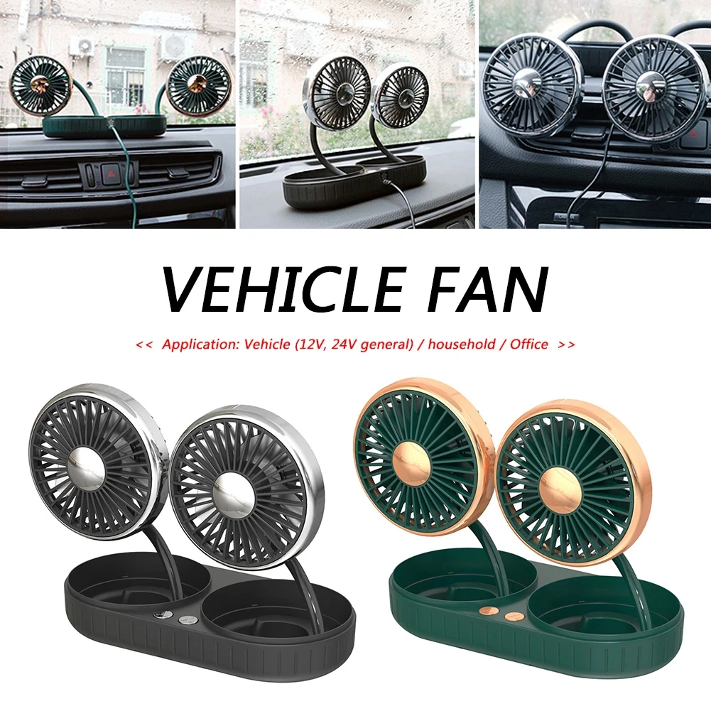 

Portable Dual head USB on-board Mini Fan Self-adhesive Adjustable Direction General Purpose Vehicle Mounted Fans for Home Office