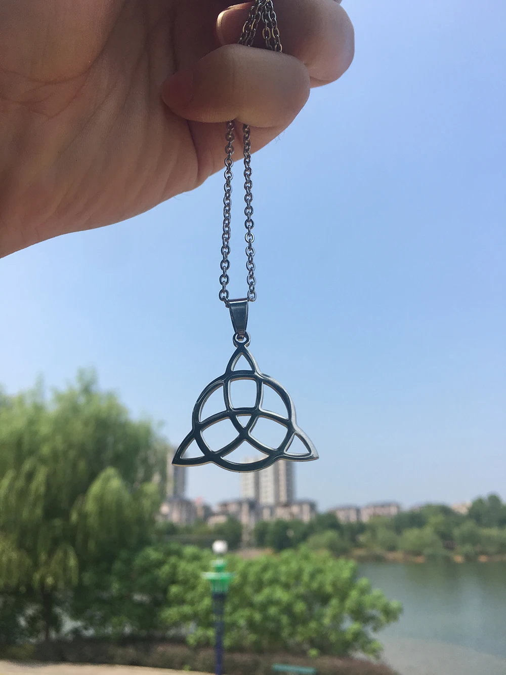 Мужские треугольные ожерелья и подвески DXJEL с узелками из нержавеющей стали