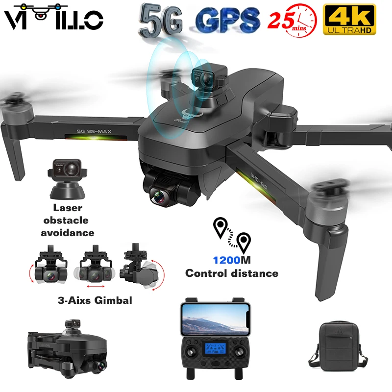 SG906 PRO3 MAX Новейшая 4K GPS Дрон 3 осевому гидростабилизатору Профессиональный Камера