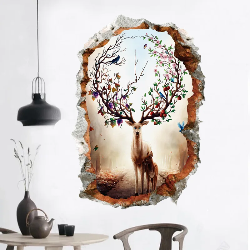 Креативные 3D Животные лося настенные наклейки сделай сам легко удаляемые