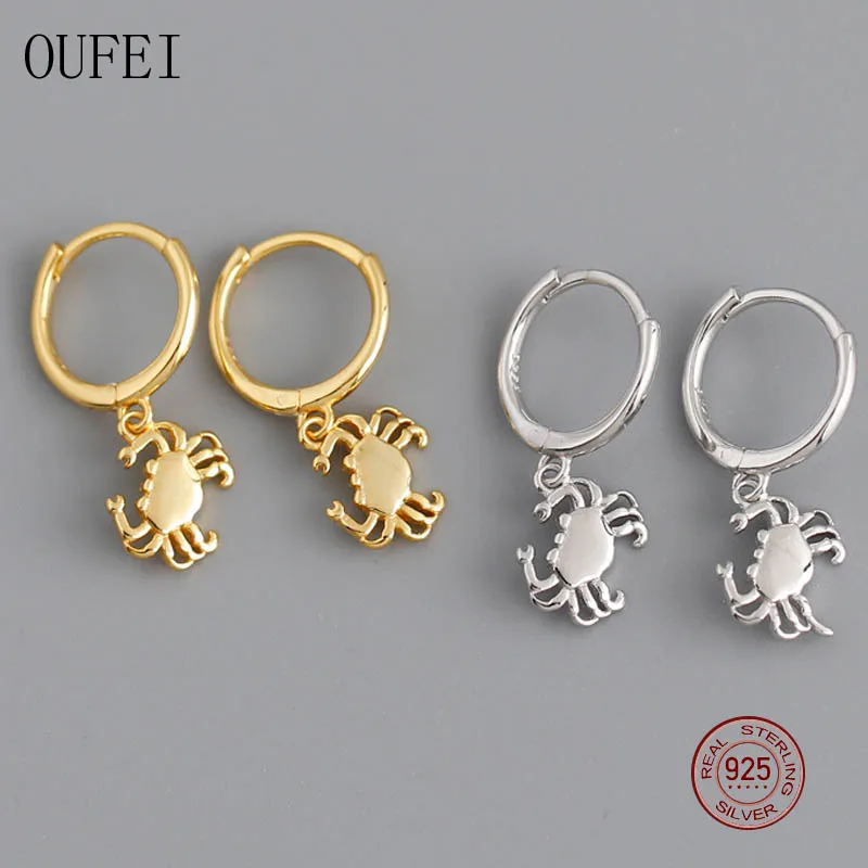 

Женские серьги-кольца OUFEI, круглые маленькие серьги из стерлингового серебра 925 пробы в стиле панк, модные уникальные ювелирные украшения
