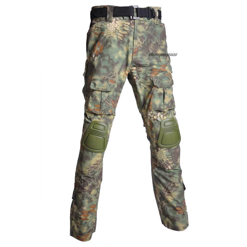 pants mandrake Тактические костюмы рубашка+ брюки с налокотниками Наколенники Мужская камуфляжная одежда для охотников Мультикам военная форма - Цвет: pants mandrake