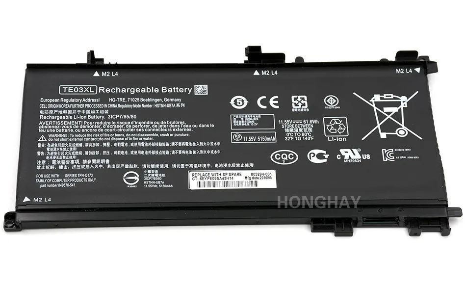 HONGHAY TE03XL аккумуляторная батареядля ноутбука hp двумя способами; женские 15 TPN-Q173 HSTNN-UB7A 15-bc011TX 15-bc012TX 15-bc013TX 15-bc014TX 15-bc015TX AX017TX