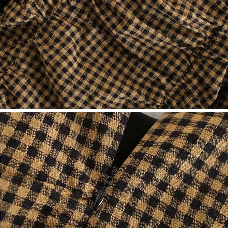 

Women Casual O-neck Plaid print Dress Fashion Slim Pleated Long sleeve Mini dress bodycon Vestidos 2020 Spring New YNZZU YD357