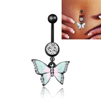 delysia king butterfly black sexy belly button ring 2021 summer women trendy crystal body piercing jewelry