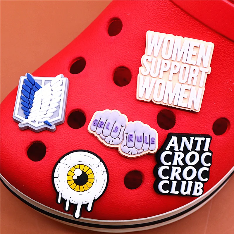 Grls Rule PVC Shoe Charms Accessories Slogan Women Support Women Shoes Buckle Decorations fit Croc JIBZ Kids X-mas Party Gifts