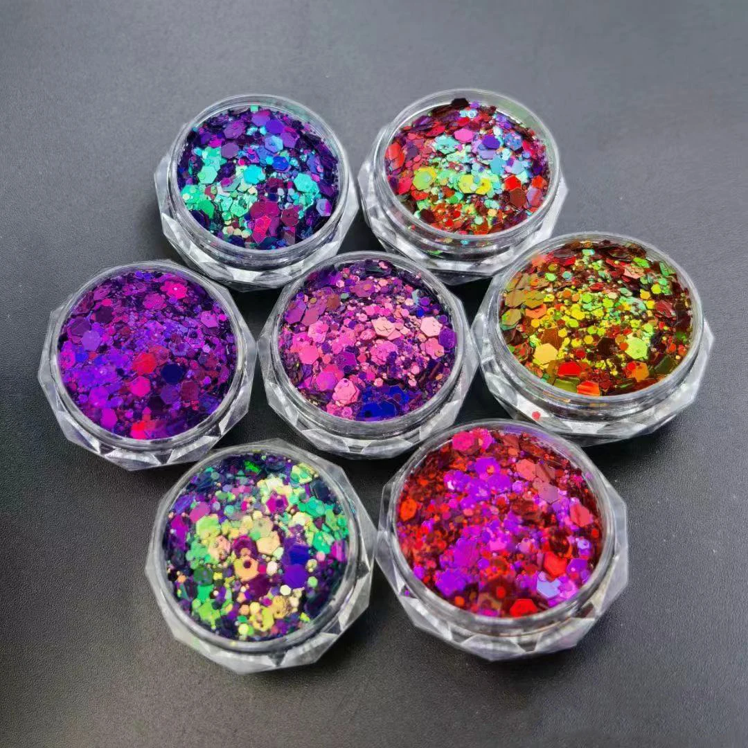 Новое поступление смешанные Блестки цвета хамелеон массивные блестки Nair