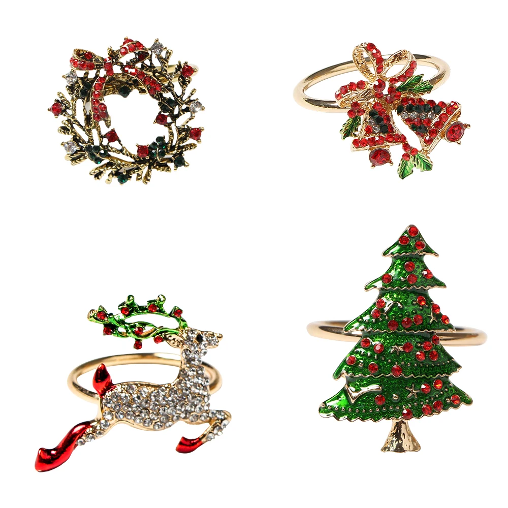 Металлические кольца для салфеток в виде рождественской елки бант цветочный