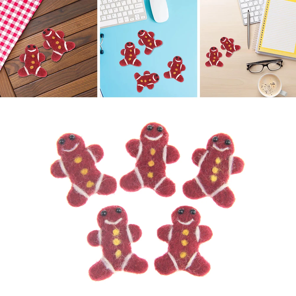 

5PCC Wool felt Decoration Ginger Bread Man Wool Felt Poke DIY Kits Craft Sewing Toy Kids Gift Xmas Tree Pendant Ornaments