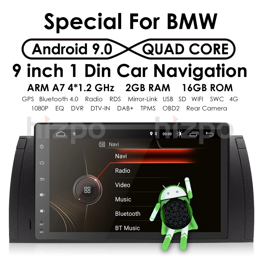 Hizpo 1Din Android 9 0 Автомобильный мультимедийный плеер gps навигация Радио для BMW X5