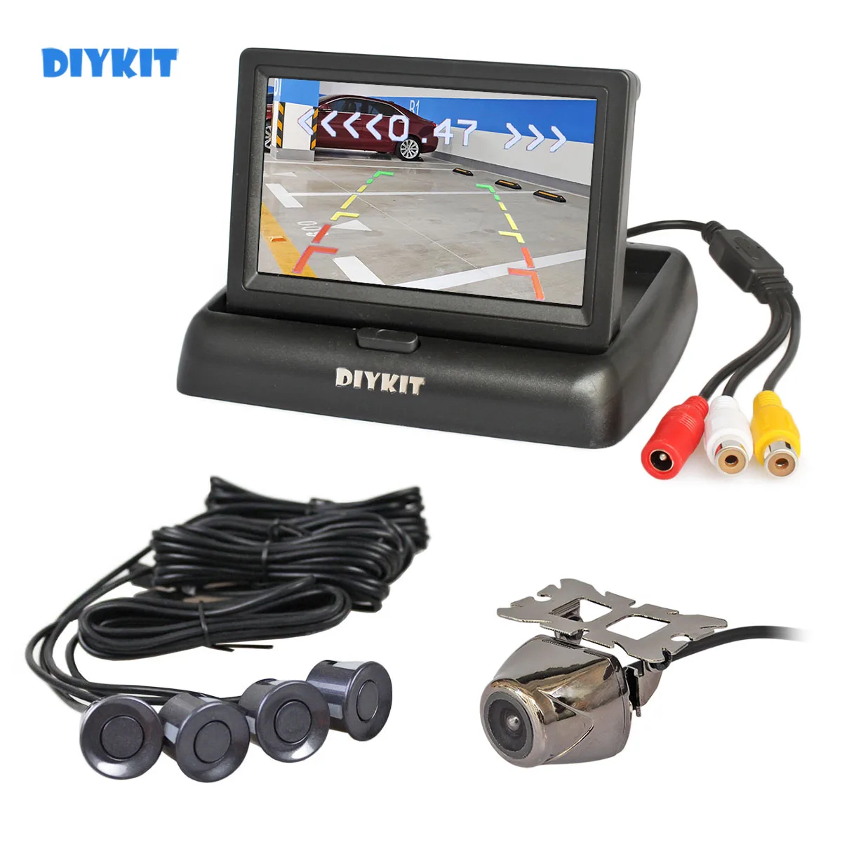 4 3 дюймовый складной автомобильный монитор заднего вида DIYKIT + парковочный радар