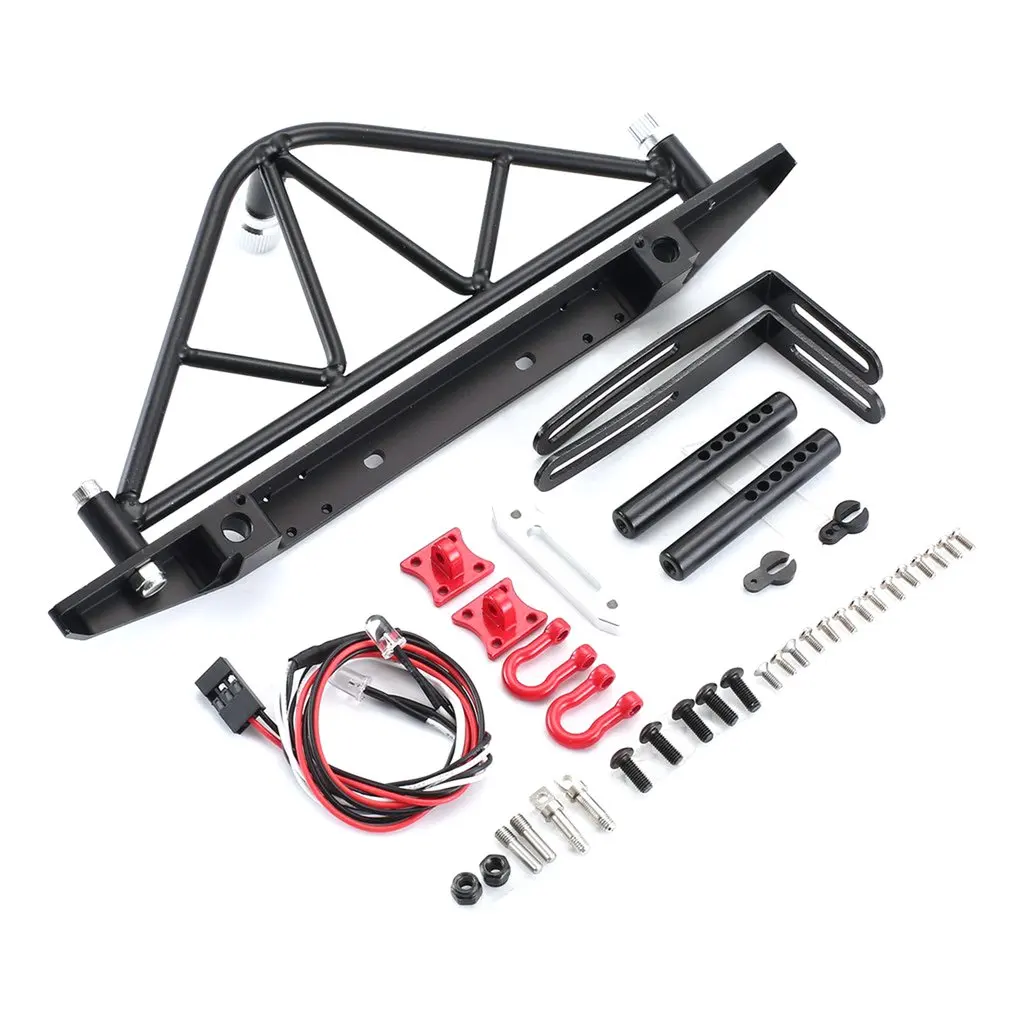 Металлический Стальной задний бампер со светодиодными лампами для Traxxas Axial SCX10 RC