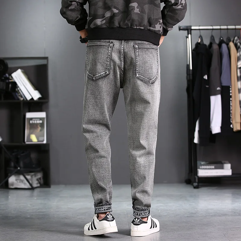 

QUANBO Autumn Winter New Men's Jeans Slim Fit Stretch Bundle Denim Trousers Men's Loose Plus Size Hip Hop Ripped Jeans 44 46 48