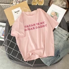 Летние модные топы; футболка для девочек с рисунком сатаны и моего сахара; Tumblr; Эстетическая одежда; Kawaii; Повседневная футболка в стиле Харадзюку для малышей