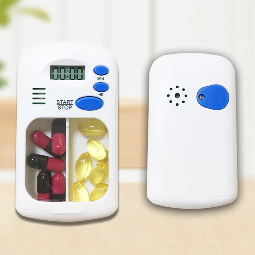 2 Grid pill box medicine Storage Box Electronic Timing Reminder Medicine Boxes Alarm Timer Pills Organizer Pill Drug Container | Дом и сад