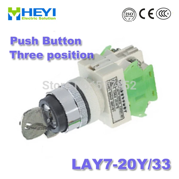 

LAY7-20Y/33(Y090-20Y/33) PUSH BUTTON 1N/O+1N/O Three-position switch spring return Key Switch Rotary Switch