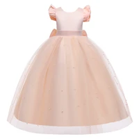 kids princess dress for girls flower champagne pearls ball gown kids clothes elegant party wedding prom children clothing